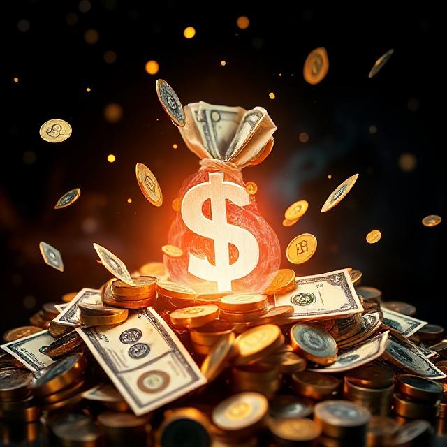 Golden coins and wealth symbols representing fast money manifestation